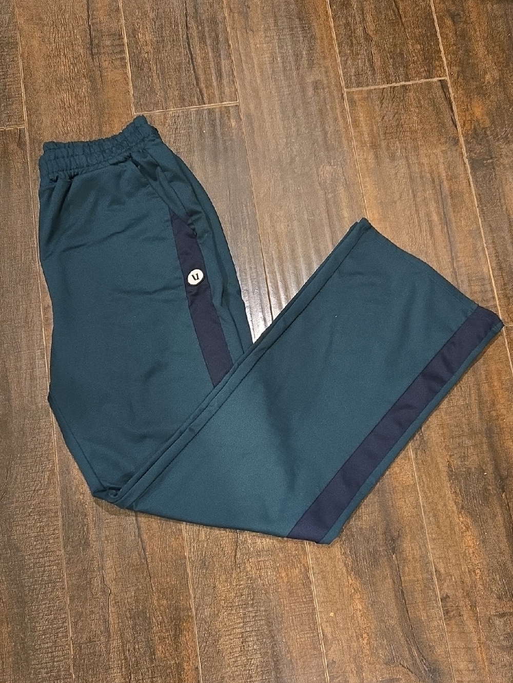 Vuori Teal Sweatpants with Dark Navy Side Stripe
